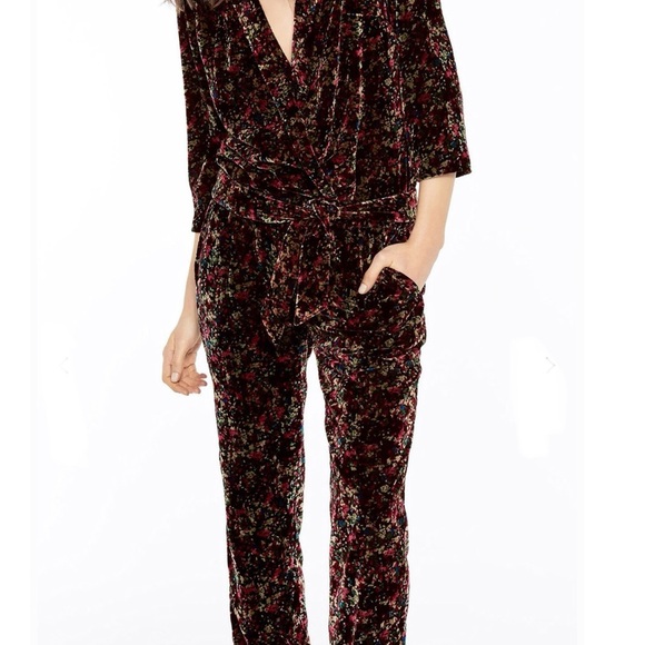 ba&sh Pants - EUC Floral Velvet Jumpsuit